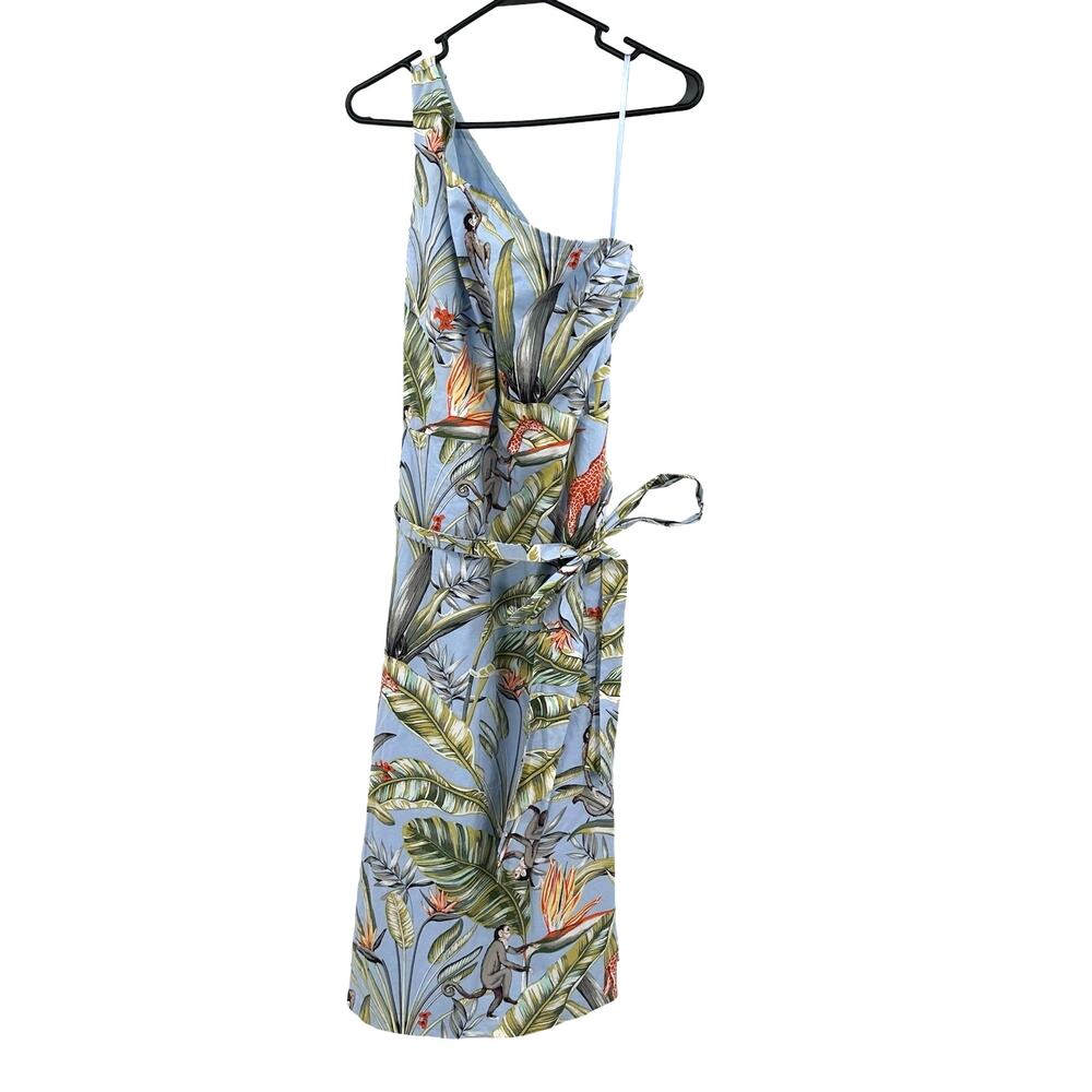 Ann Taylor Size 16 Petite Dress Blue Tropical‎ Asymmetrical Strap Sleeveless NWT